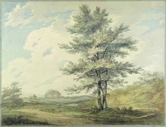 Landschap met Bomen en Figuren